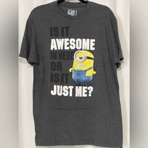 Despicable Me Men’s Shirt  Large Gray Graphic Crew Neck Short Sleeve